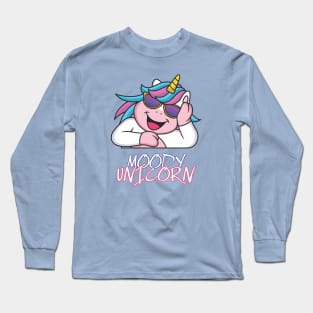 Moody unicorn - Cute little unicorn your kids would love! - Available in stickers, clothing, etc Long Sleeve T-Shirt